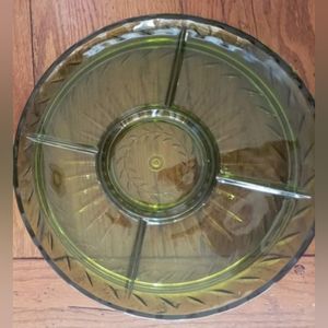 Vintage serving platter Large green serving dish vegetable platter plate green
